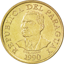 PARAGUAY, 10 Guaranies, 1990, KM #178, MS(63), Nickel-Bronze, 19.34, 2.83