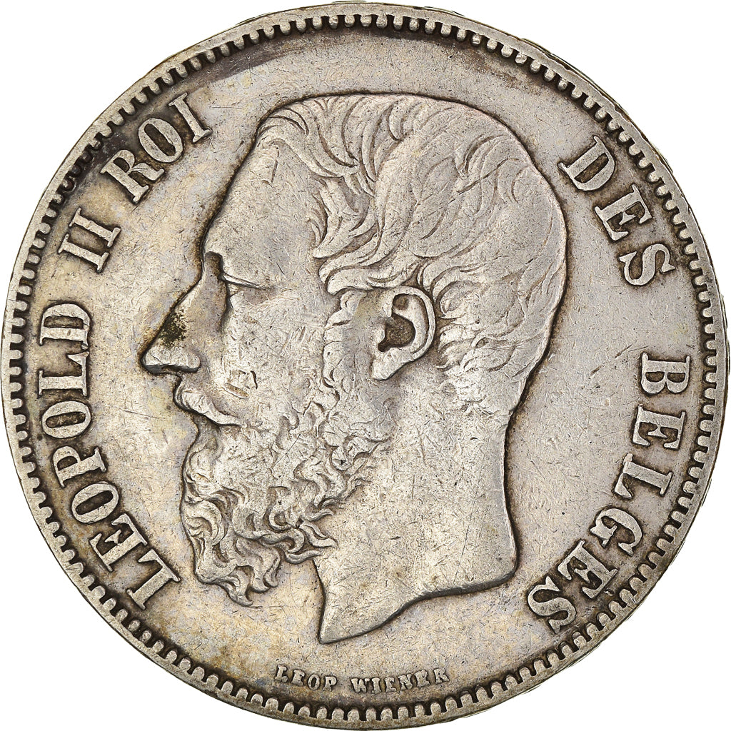 Coin, Belgium, Leopold II, 5 Francs, 5 Frank, 1876, EF(40-45), Silver, KM:24