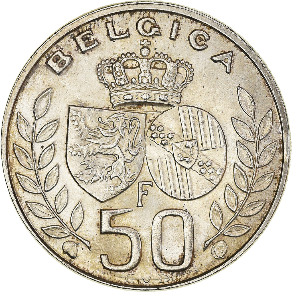 Moneta, Belgia, Baudouin I, 50 Francs, 50 Frank, 1960, AU(50-53), Srebro