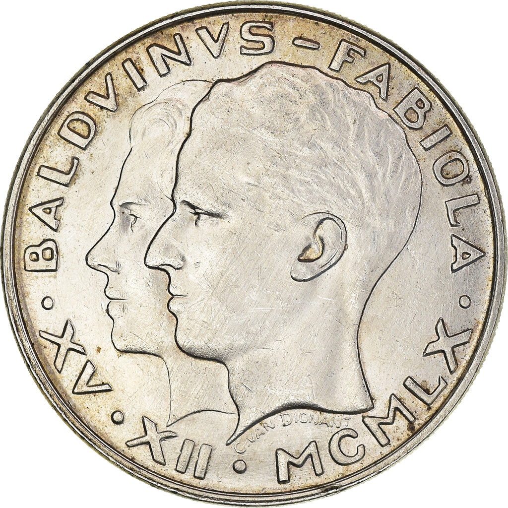 Coin, Belgium, Baudouin I, 50 Francs, 50 Frank, 1960, AU(50-53), Silver
