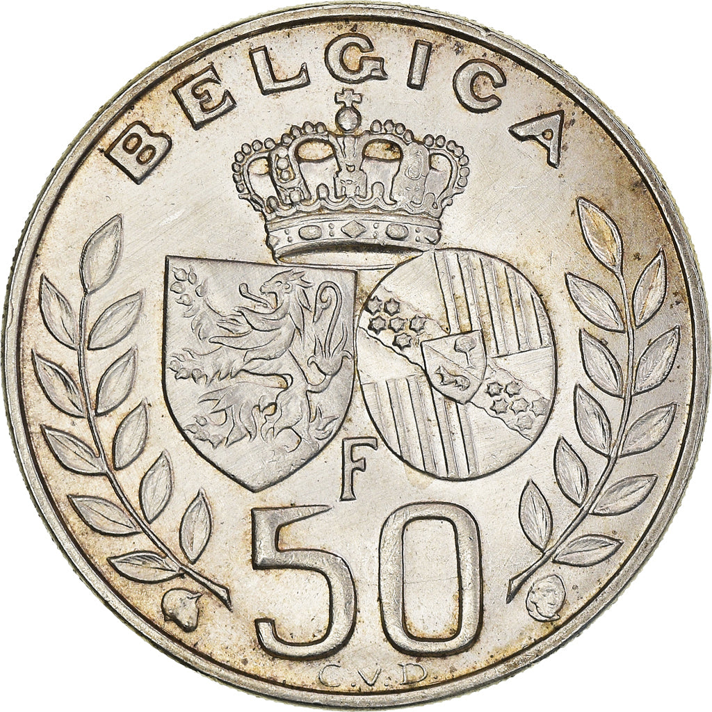 Coin, Belgium, Baudouin I, 50 Francs, 50 Frank, 1960, AU(50-53), Silver
