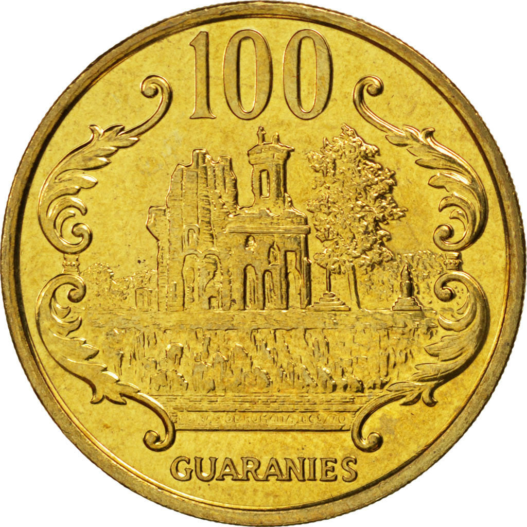PARAGUAY, 100 Guaranies, 1995, KM #177a, MS(63), Brass Plated Steel, 5.48