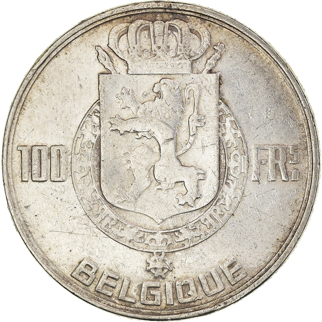 Coin, Belgium, Baudouin I, 100 Francs, 100 Frank, 1954, AU(50-53), Silver