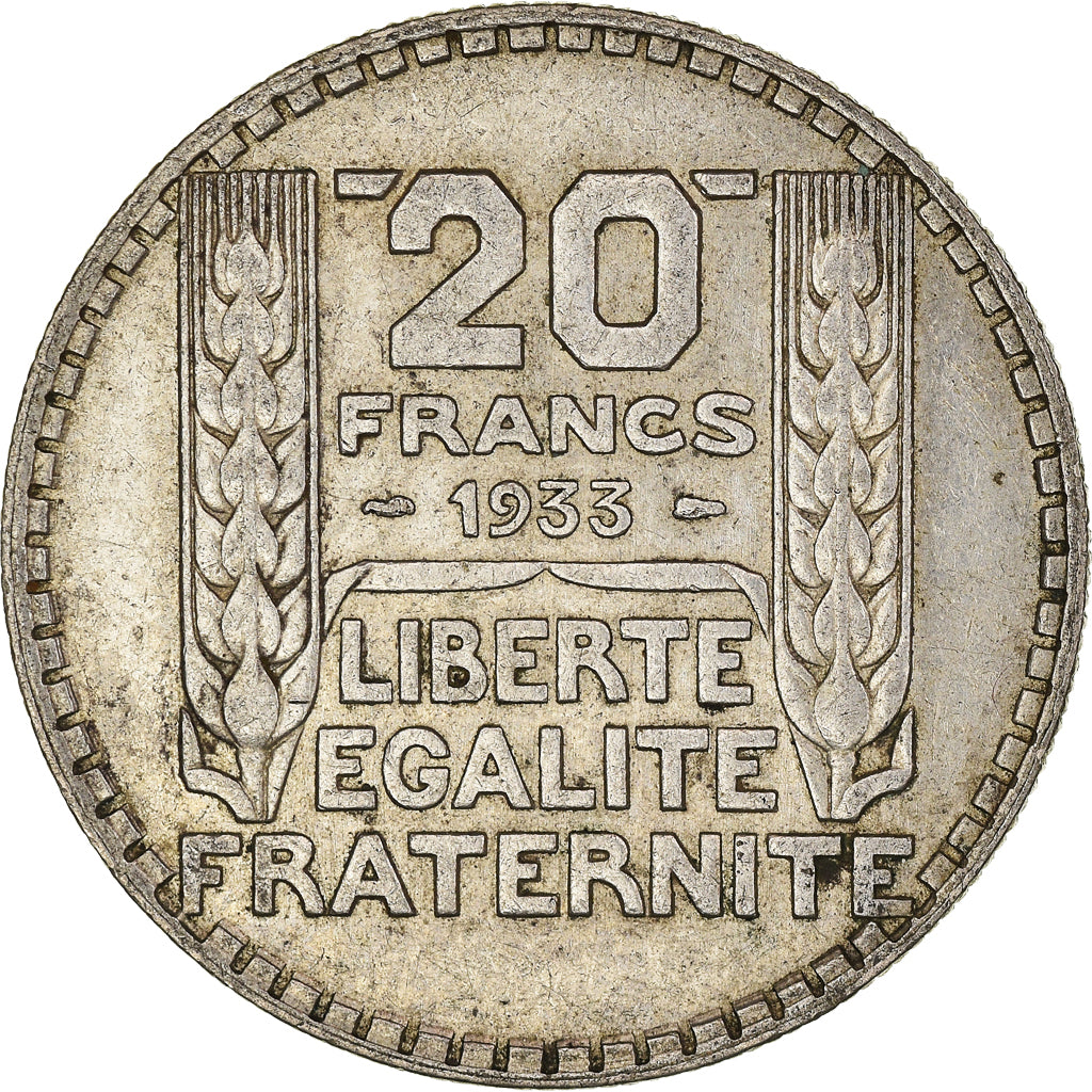 Monnaie, France, Turin, 20 Francs, 1933, Paris, Rameaux courts, TTB, Argent