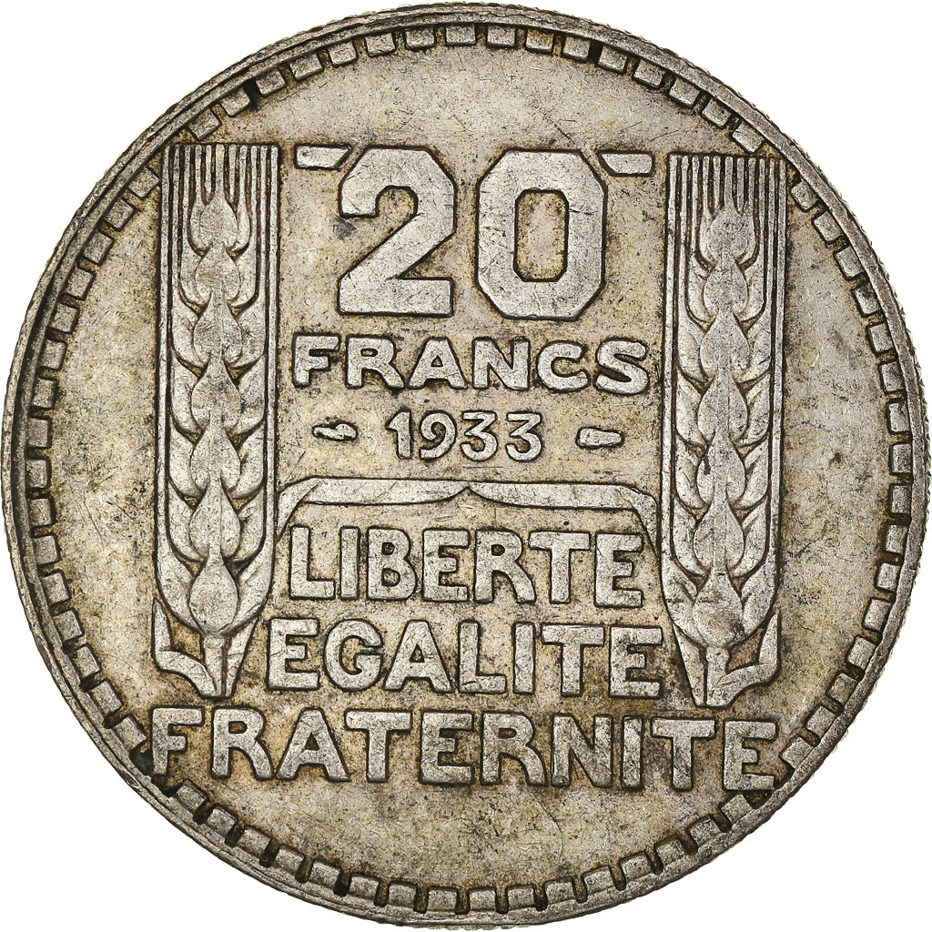 Coin, France, Turin, 20 Francs, 1933, Paris, Rameaux courts, EF(40-45), Silver