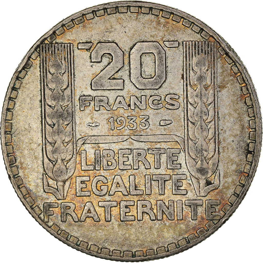 Coin, France, Turin, 20 Francs, 1933, Paris, Rameaux longs, EF(40-45), Silver