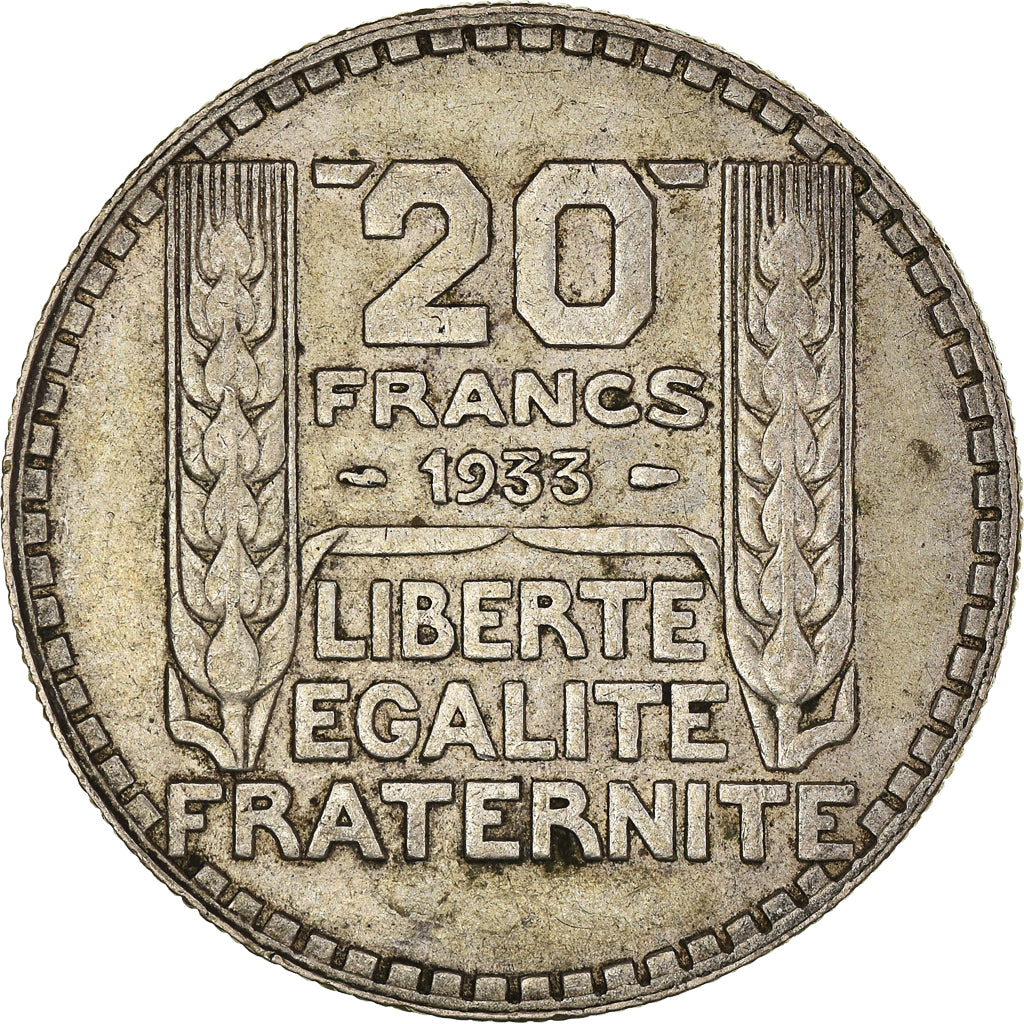 Coin, France, Turin, 20 Francs, 1933, Paris, Rameaux longs, EF(40-45), Silver