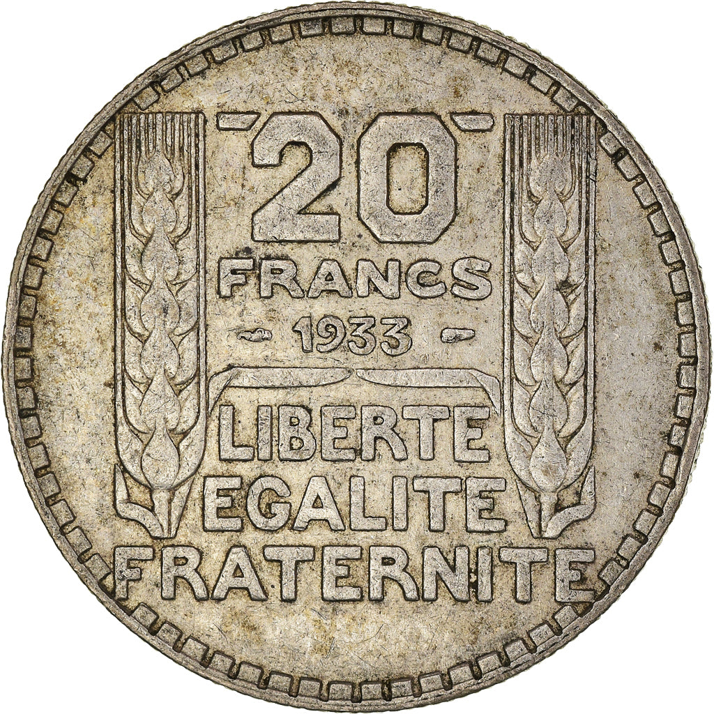Münze, Frankreich, Turin, 20 Francs, 1933, Paris, Rameaux longs, SS, Silber