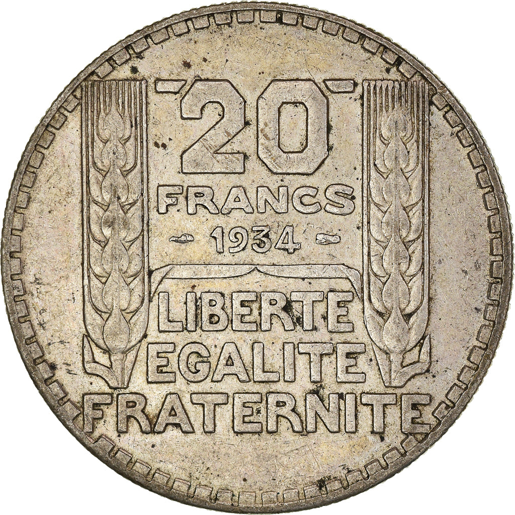 Moneta, Francja, Turin, 20 Francs, 1934, Paris, AU(50-53), Srebro, KM:879
