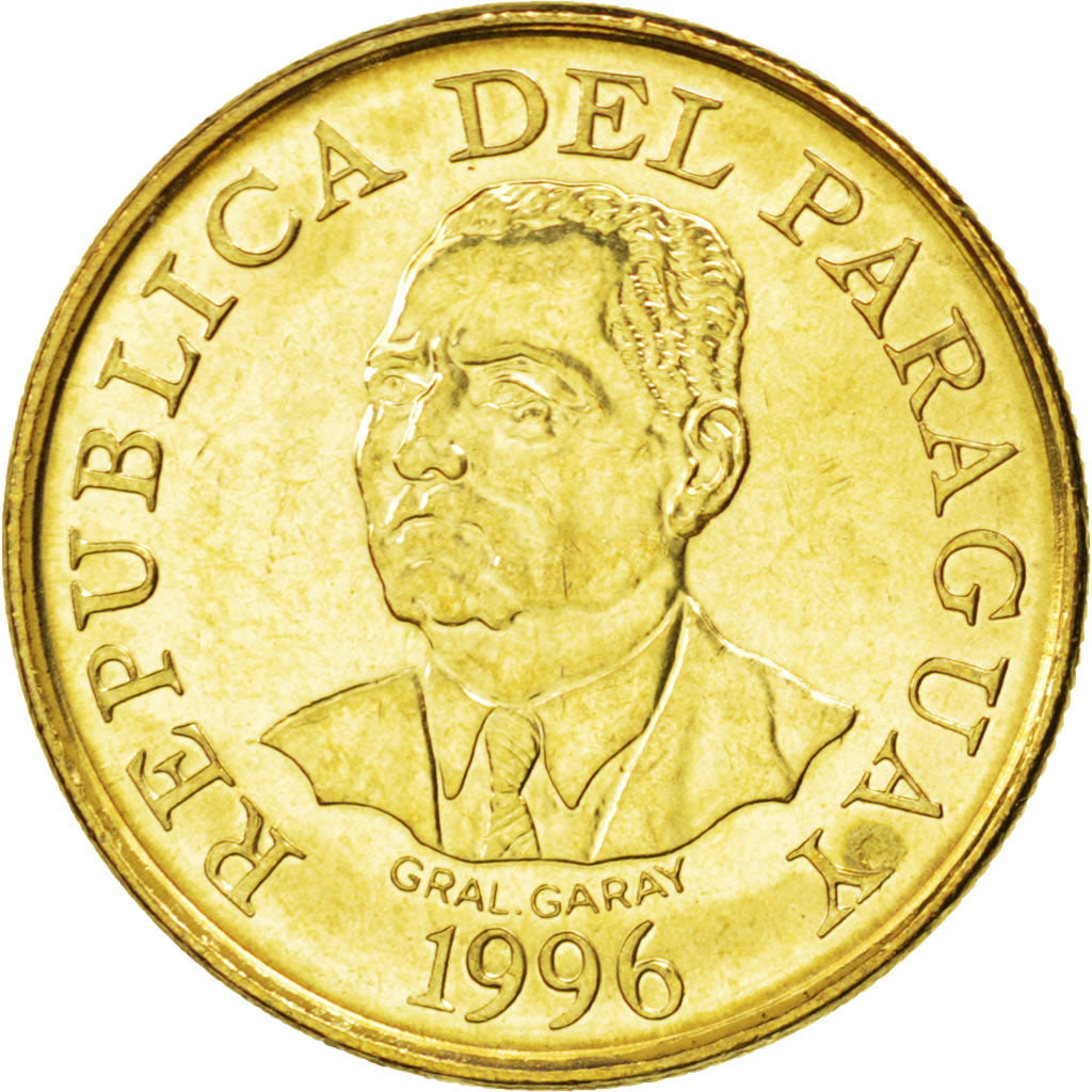 PARAGUAY, 10 Guaranies, 1996, KM #178a, MS(63), Brass Plated Steel, 2.68