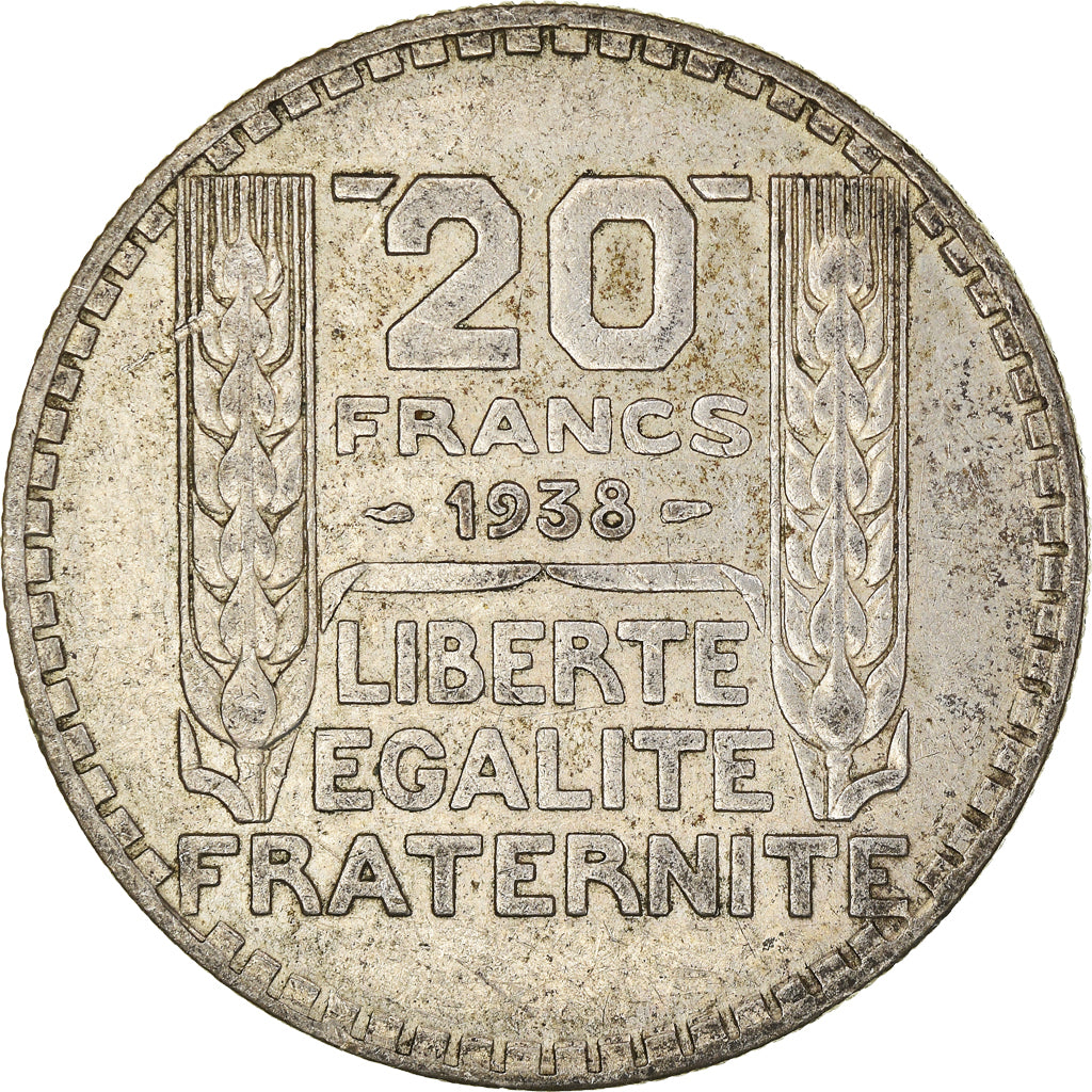 Coin, France, Turin, 20 Francs, 1938, Paris, EF(40-45), Silver, KM:879
