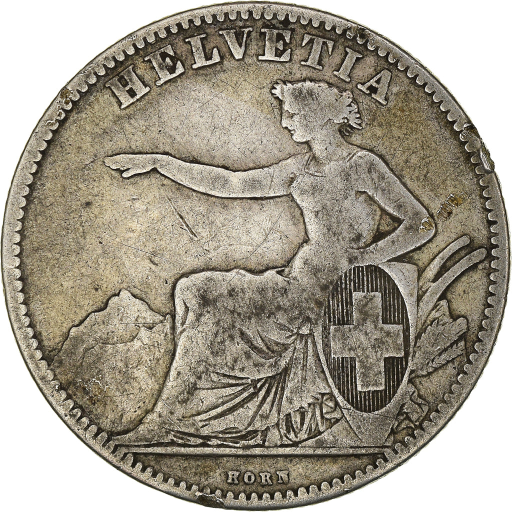 Coin, Switzerland, 2 Francs, 1860, Bern, VF(30-35), Silver, KM:10a