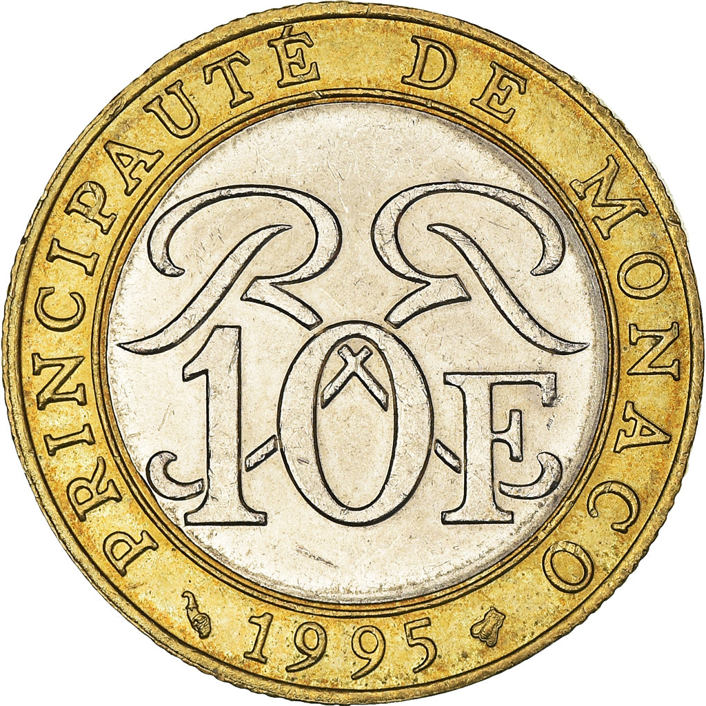Coin, Monaco, Rainier III, 10 Francs, 1995, AU(55-58), Bi-Metallic, KM:163