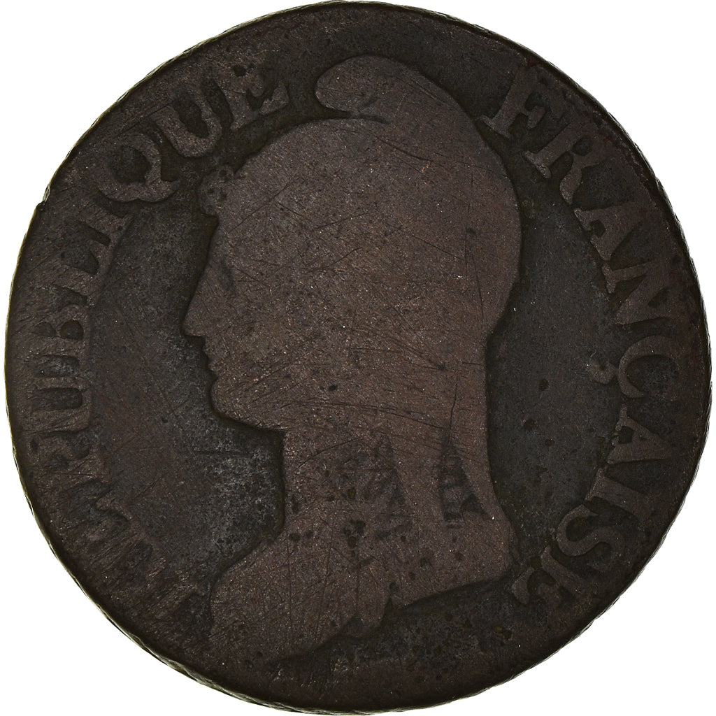 Moneta, Francia, Dupré, 5 Centimes, 1799, Paris, B+, Bronzo, KM:640.1