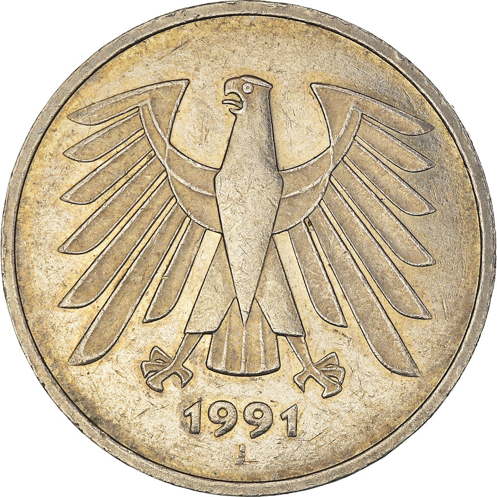 Coin, GERMANY - FEDERAL REPUBLIC, 5 Mark, 1991, Hamburg, AU(50-53)