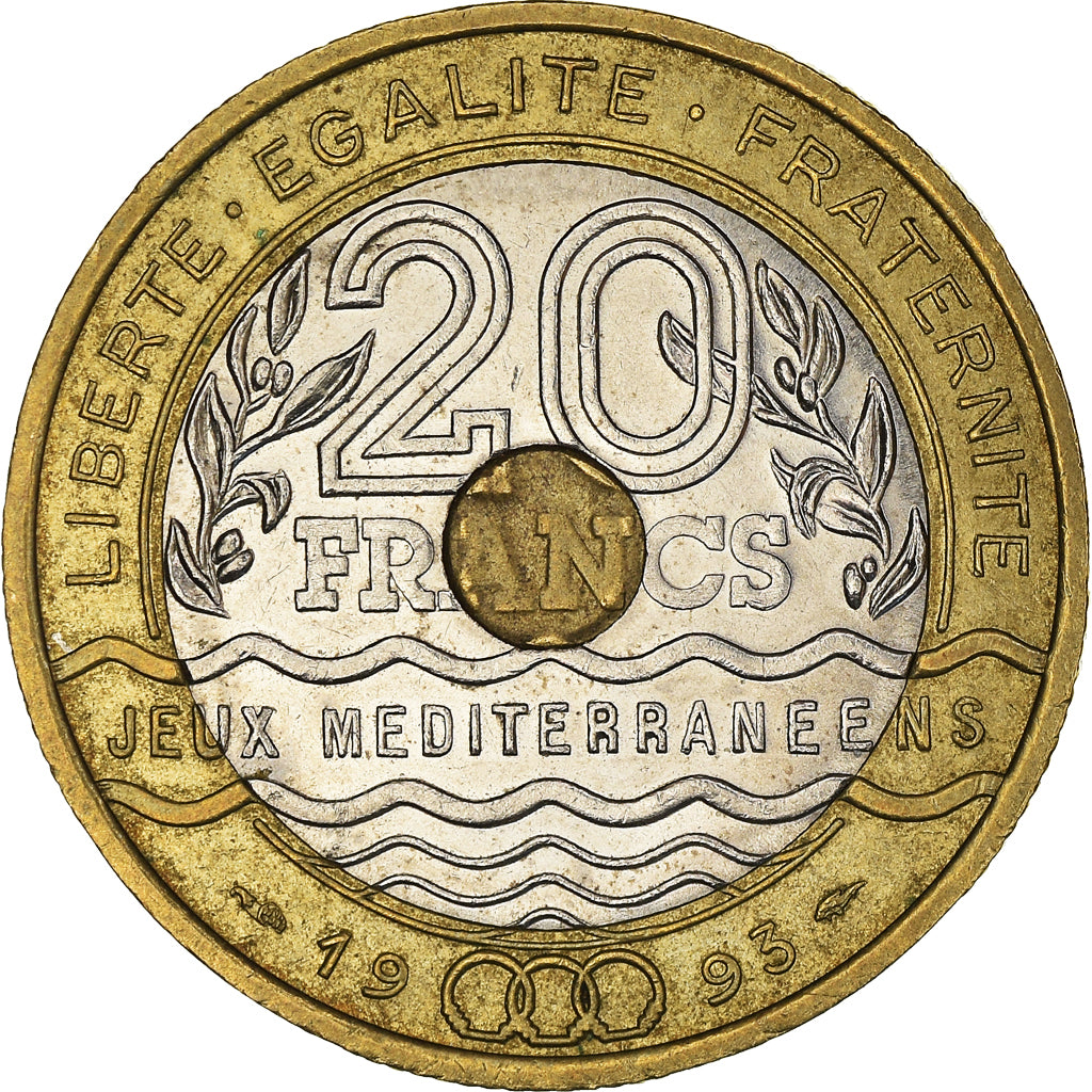 Moneta, Francja, Jeux Méditerranéens, 20 Francs, 1993, AU(50-53)