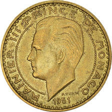 Munten, Monaco, Rainier III, 20 Francs, Vingt, 1951, ZF+, Aluminum-Bronze