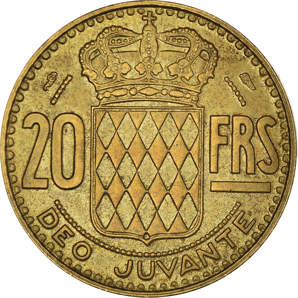 Munten, Monaco, Rainier III, 20 Francs, Vingt, 1951, ZF+, Aluminum-Bronze