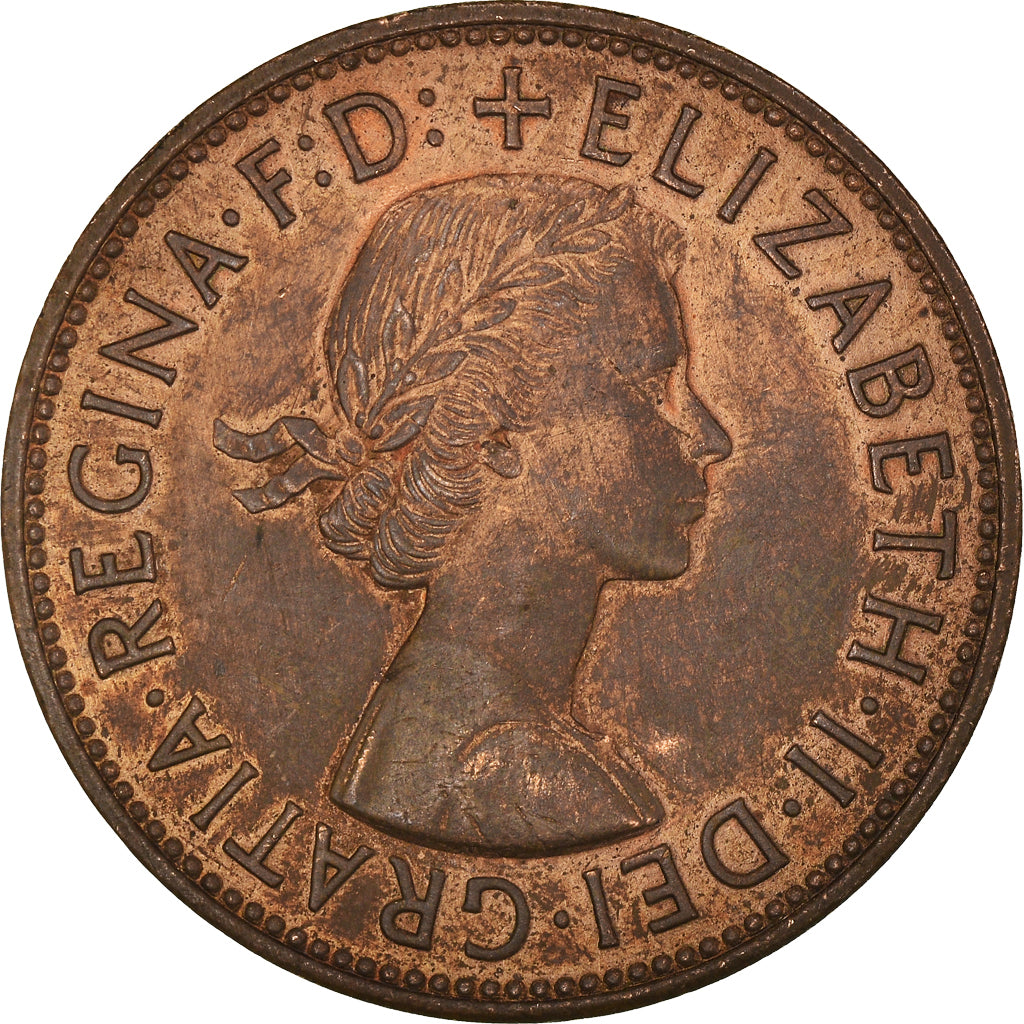 Coin, Great Britain, Elizabeth II, Penny, 1965, AU(50-53), Bronze, KM:897