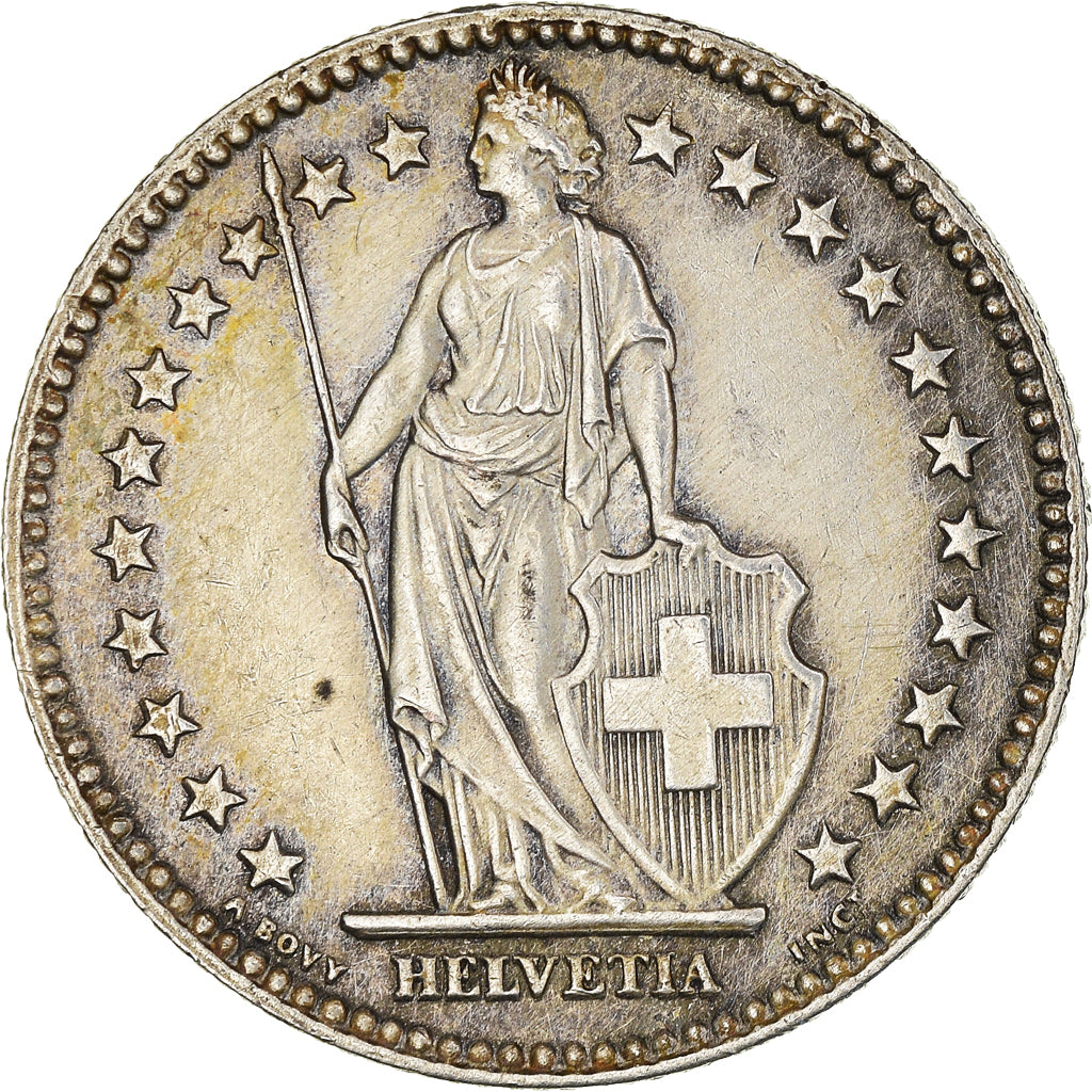 Coin, Switzerland, 2 Francs, 1955, Bern, AU(50-53), Silver, KM:21