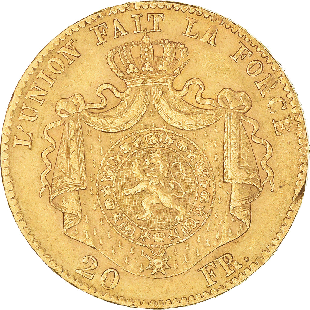Coin, Belgium, Leopold II, 20 Francs, 20 Frank, 1868, EF(40-45), Gold, KM:32