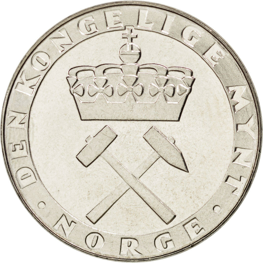 Coin, Norway, Olav V, 5 Kroner, 1986, MS(63), Copper-nickel, KM:428