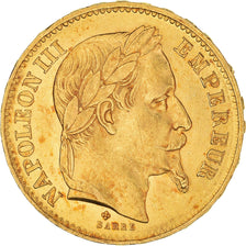 Moneta, Francja, Napoleon III, 20 Francs, 1867, Strasbourg, AU(55-58), Złoto