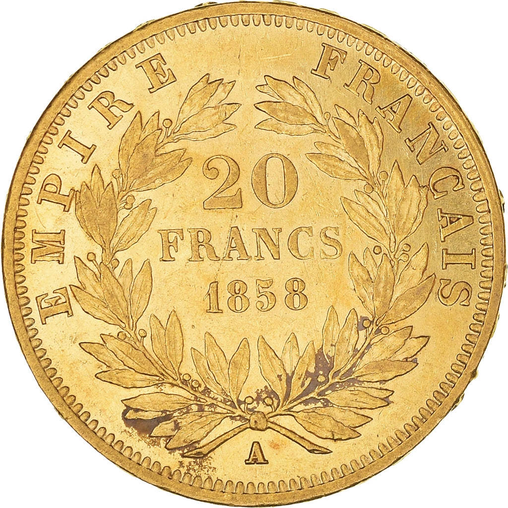 Moneda, Francia, Napoleon III, 20 Francs, 1858, Paris, EBC, Oro, Gadoury:1061