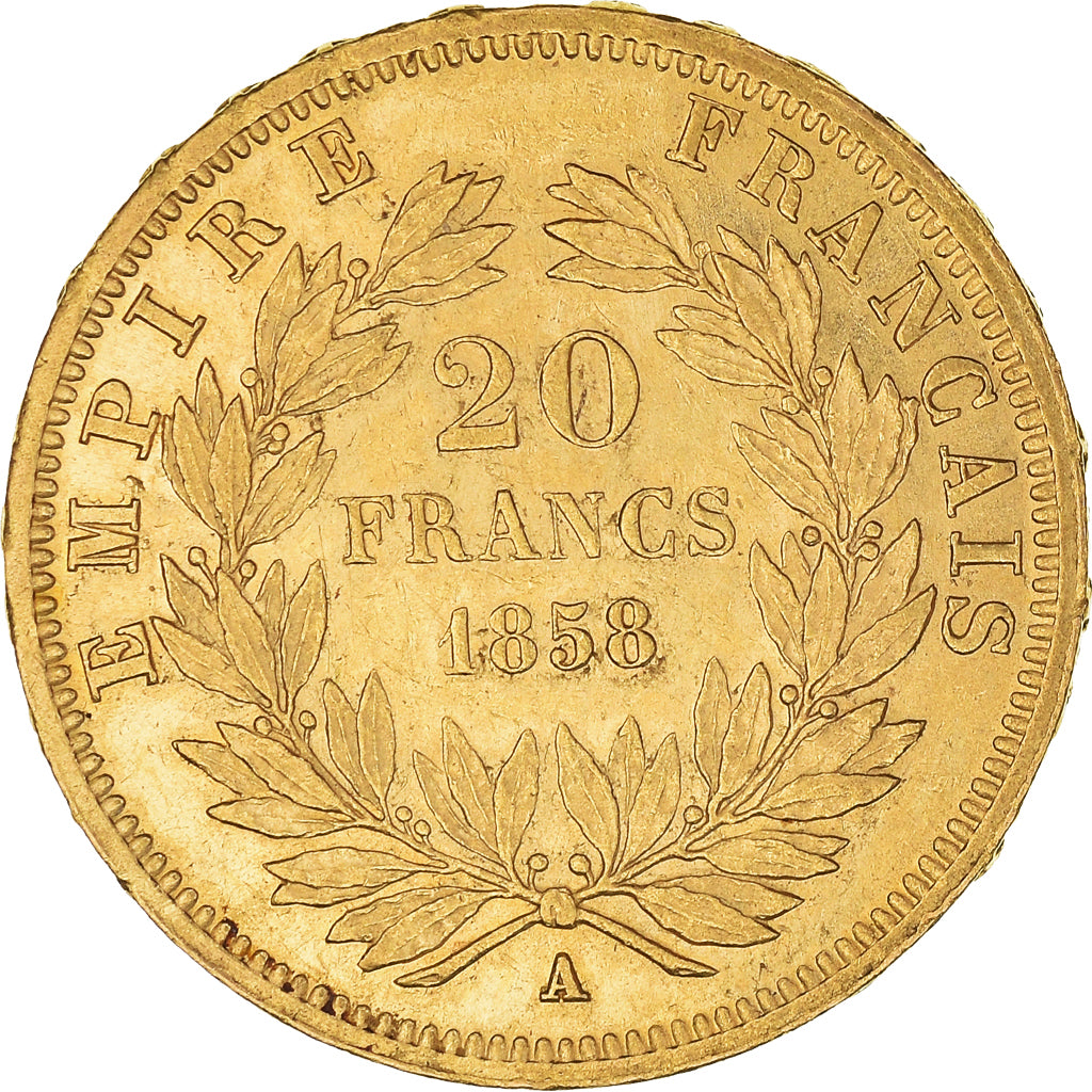 Coin, France, 20 Francs, 1858, Paris, AU(55-58), Gold, Gadoury:1061