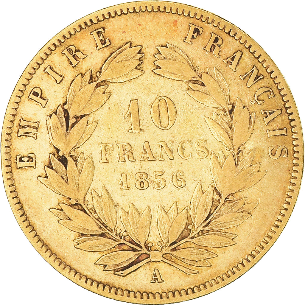 Coin, France, Napoleon III, 10 Francs, 1856, Paris, VF(30-35), Gold, KM:784.3