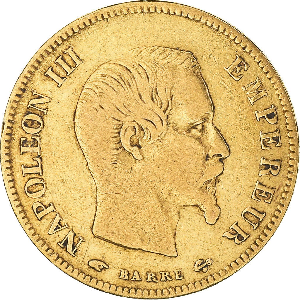 Moneta, Francja, Napoleon III, 10 Francs, 1856, Paris, VF(30-35), Złoto