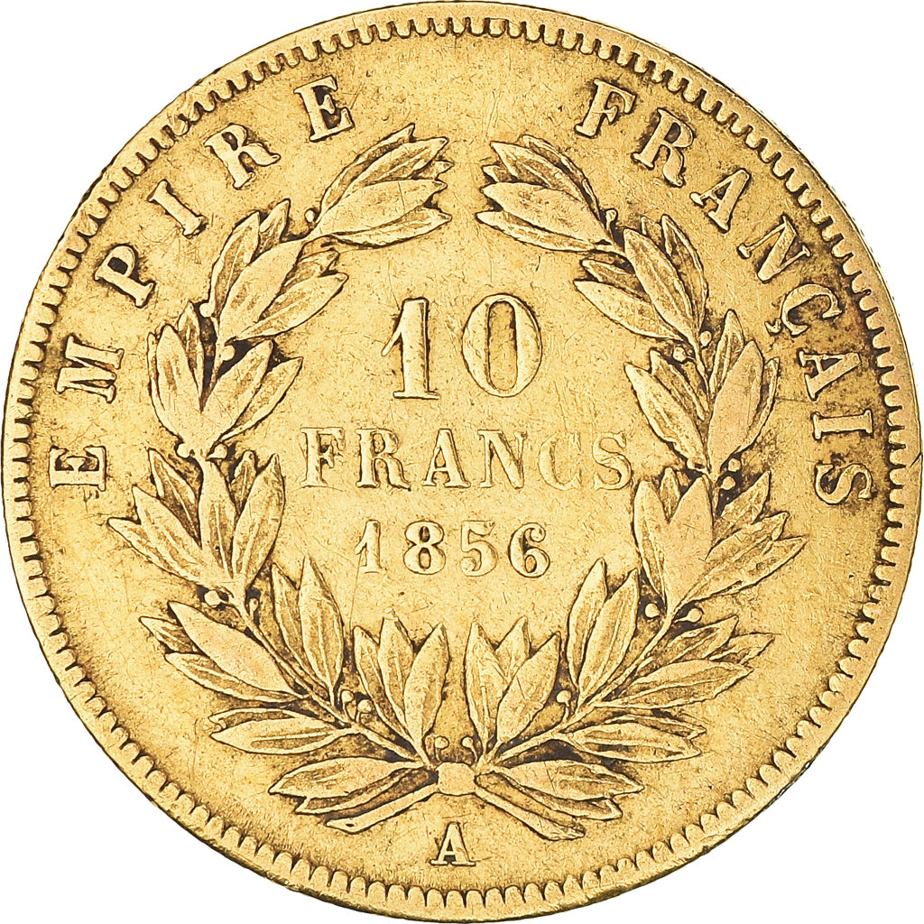 Moneta, Francja, Napoleon III, 10 Francs, 1856, Paris, VF(30-35), Złoto