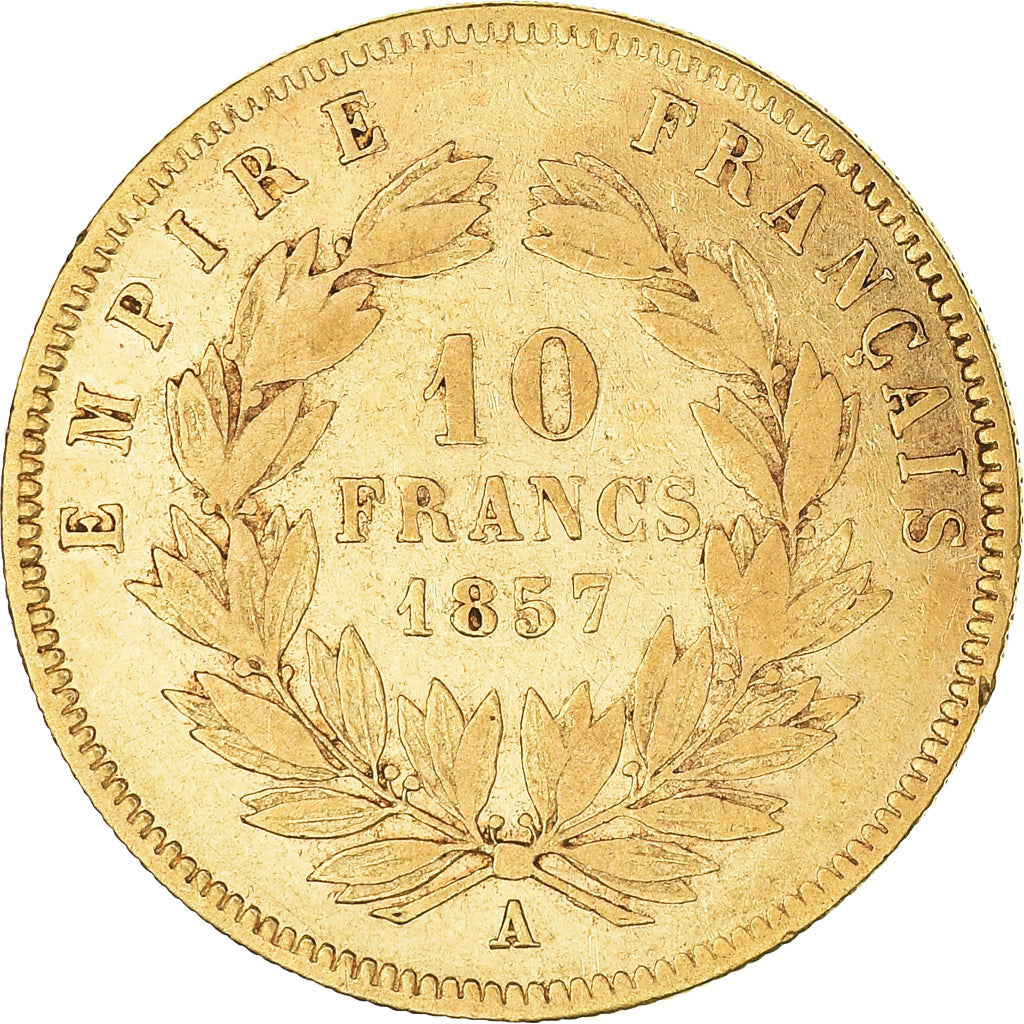 Coin, France, Napoleon III, 10 Francs, 1857, Paris, VF(30-35), Gold, KM:784.3