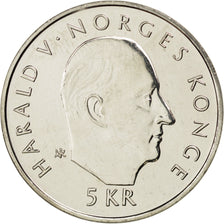 NORWAY, 5 Kroner, 1995, KM #458, MS(63), Copper-Nickel, 29.5, 11.61