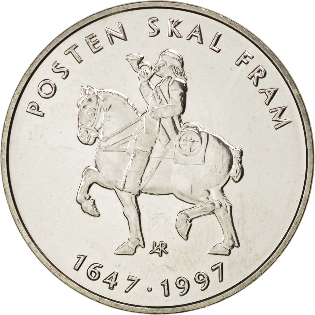 NORWAY, 5 Kroner, 1997, KM #461, MS(63), Copper-Nickel, 29.5, 11.39