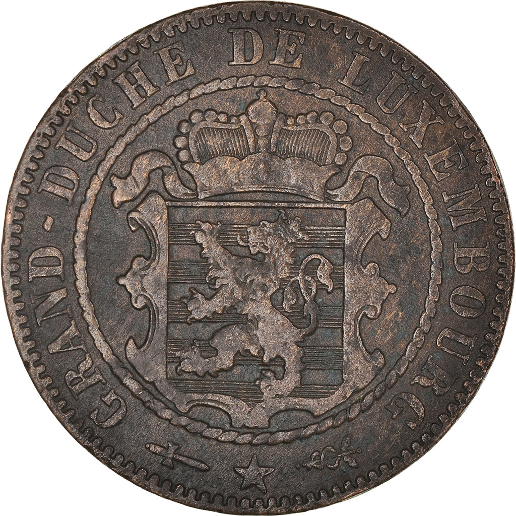Coin, Luxembourg, William III, 10 Centimes, 1854, Utrecht, VF(30-35), Bronze