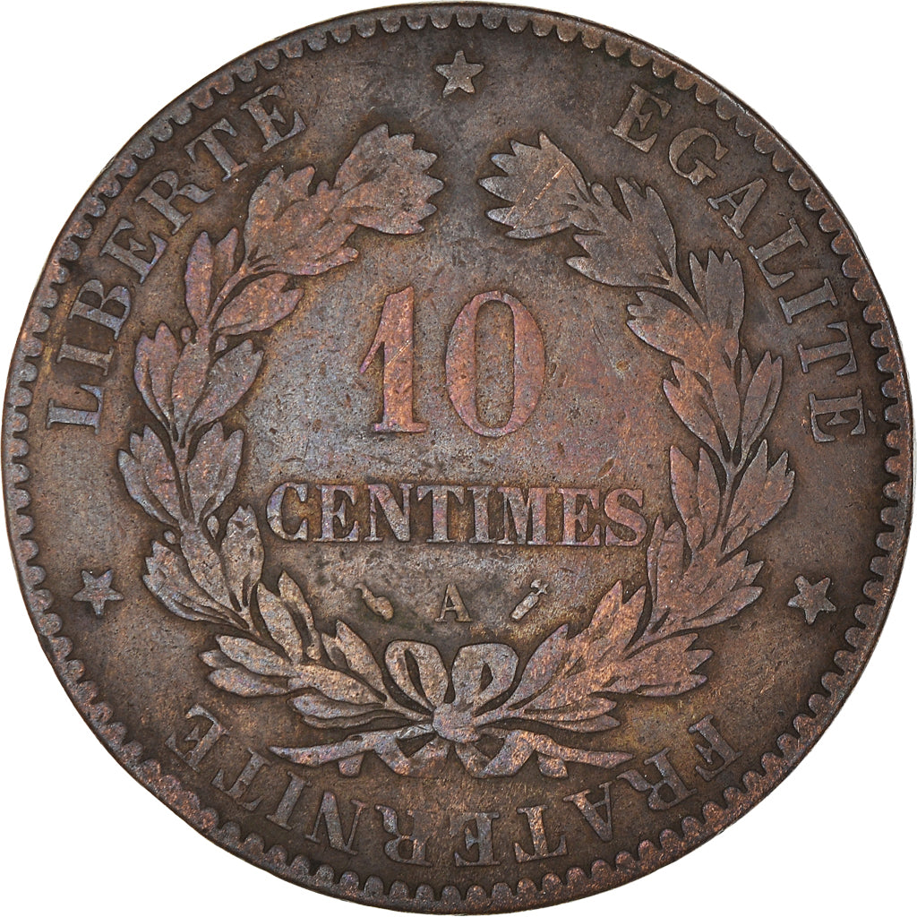 Moneta, Francia, Cérès, 10 Centimes, 1891, Paris, MB, Bronzo, KM:815.1