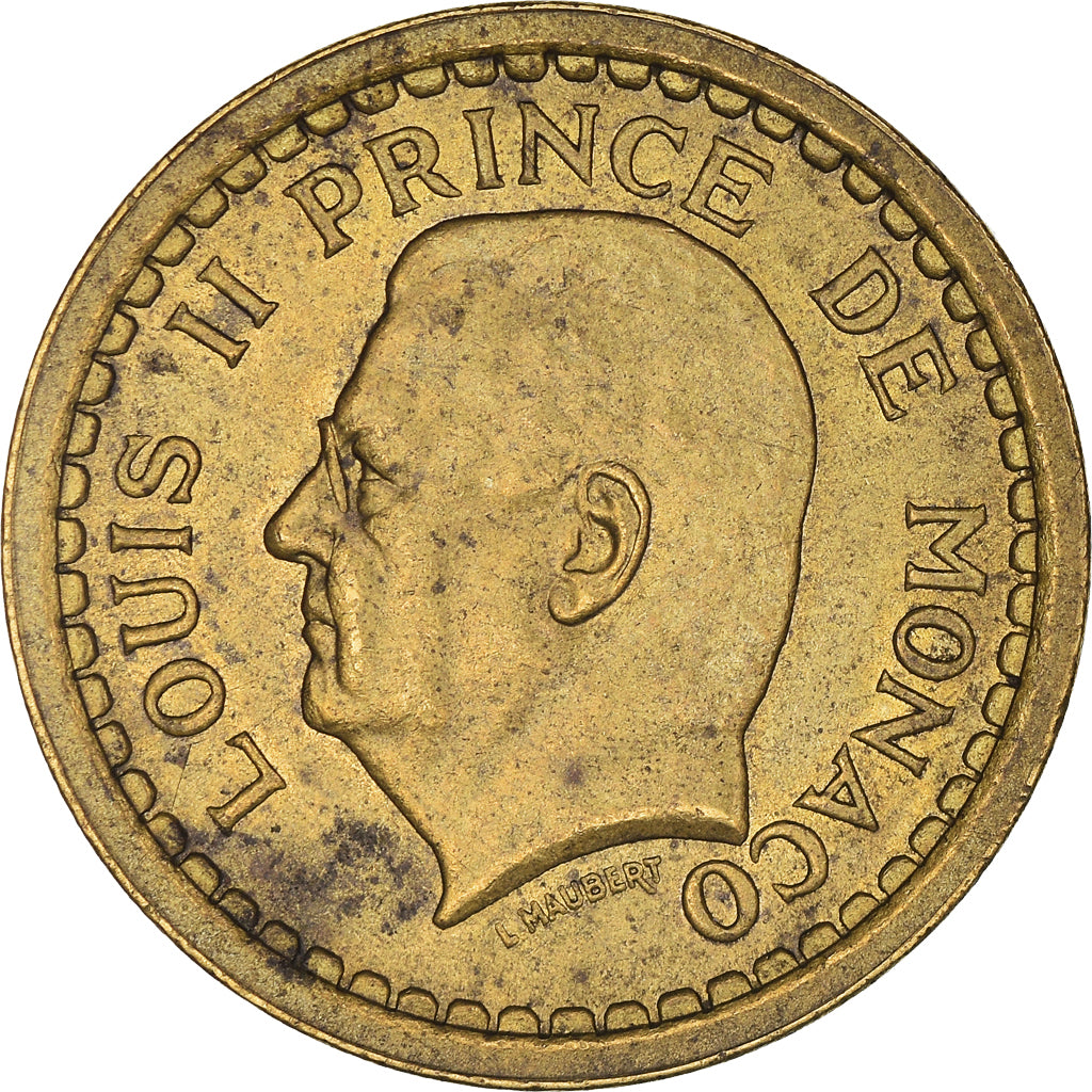 Coin, Monaco, Louis II, 2 Francs, 1943, EF(40-45), Aluminum-Bronze, KM:121a