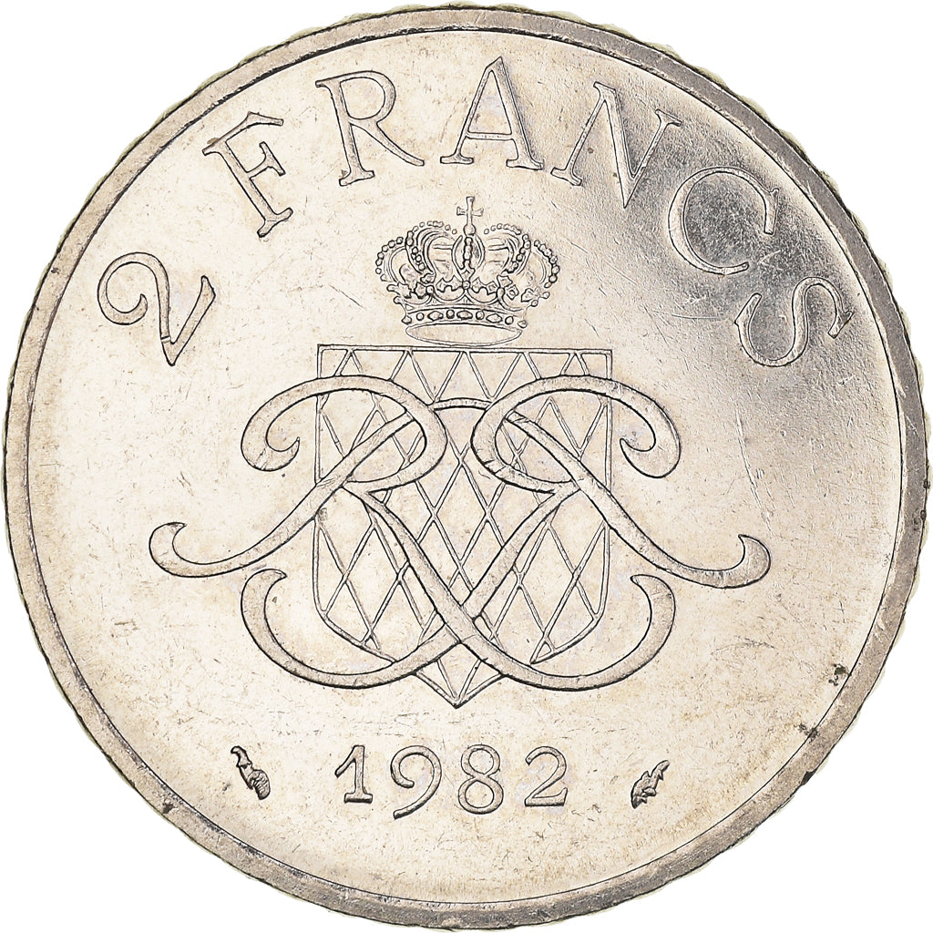 Coin, Monaco, Rainier III, 2 Francs, 1982, AU(55-58), Nickel, KM:157, Gadoury:MC