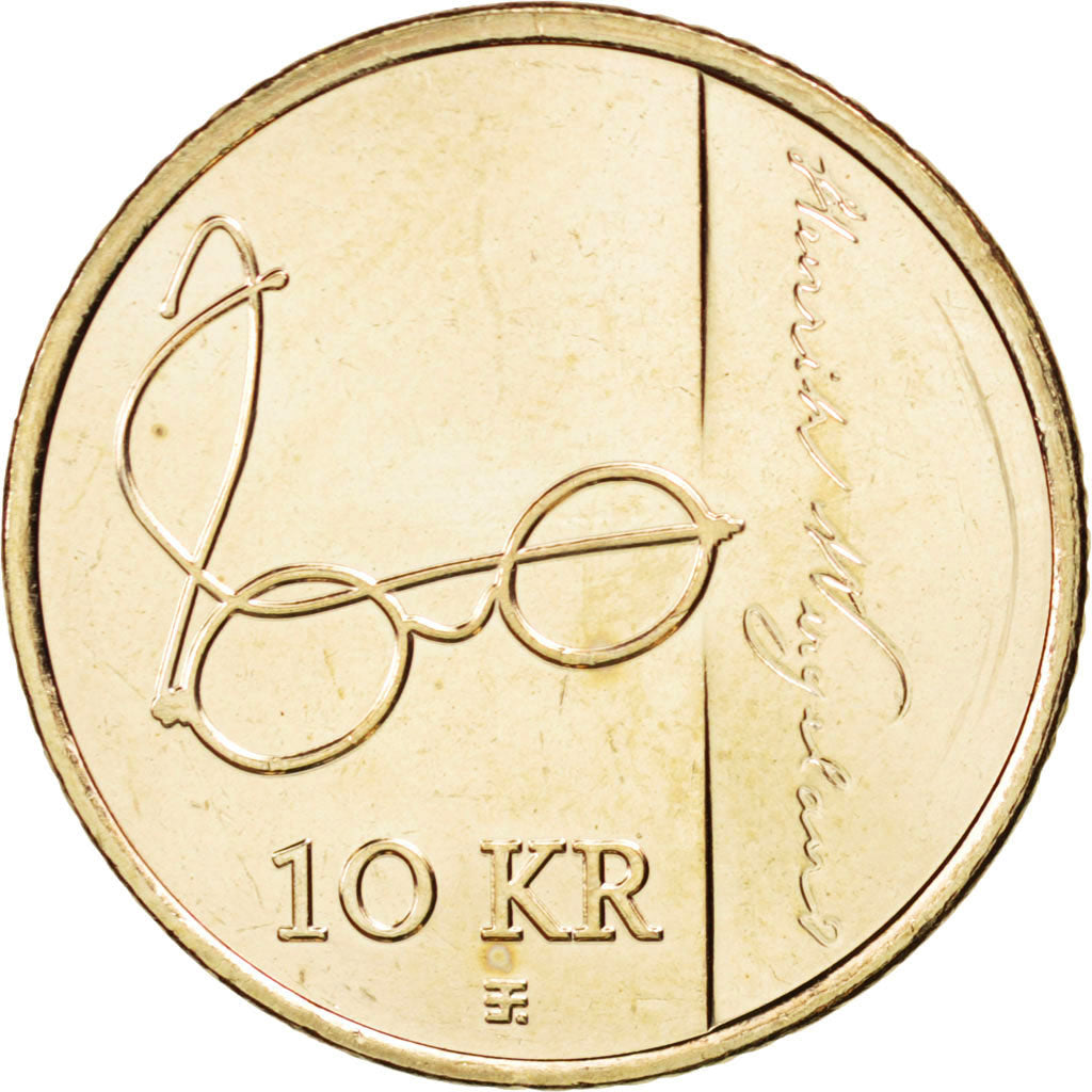 NORWAY, 10 Kroner, 2008, Royal Norwegian Mint, KM #482, MS(63), Nickel-Brass,...
