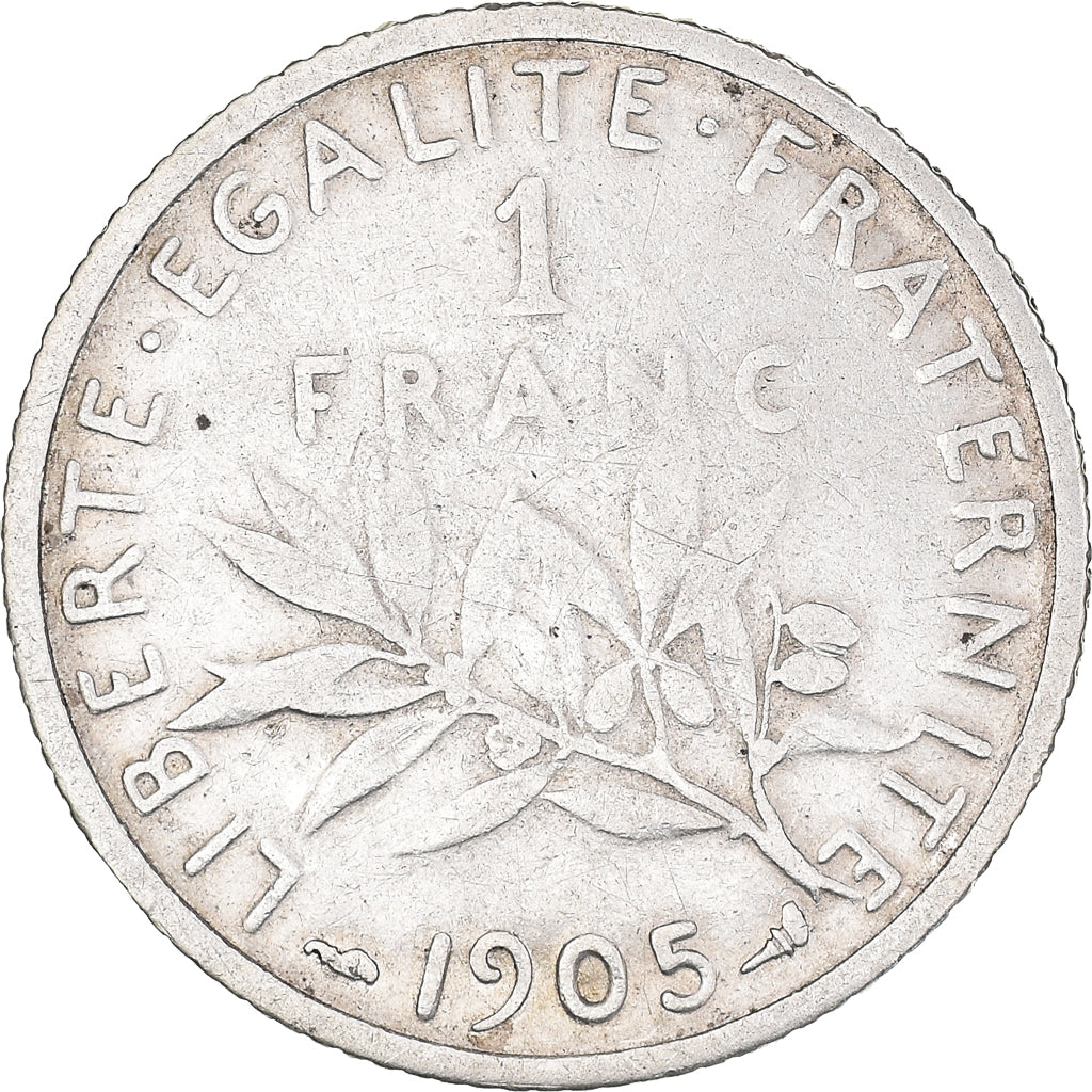 Moneta, Francia, Semeuse, Franc, 1905, Paris, MB+, Argento, KM:844.1