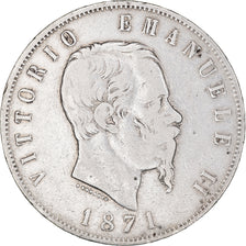 Monnaie, Italie, Vittorio Emanuele II, 5 Lire, 1871, Milan, TB+, Argent, KM:8.3