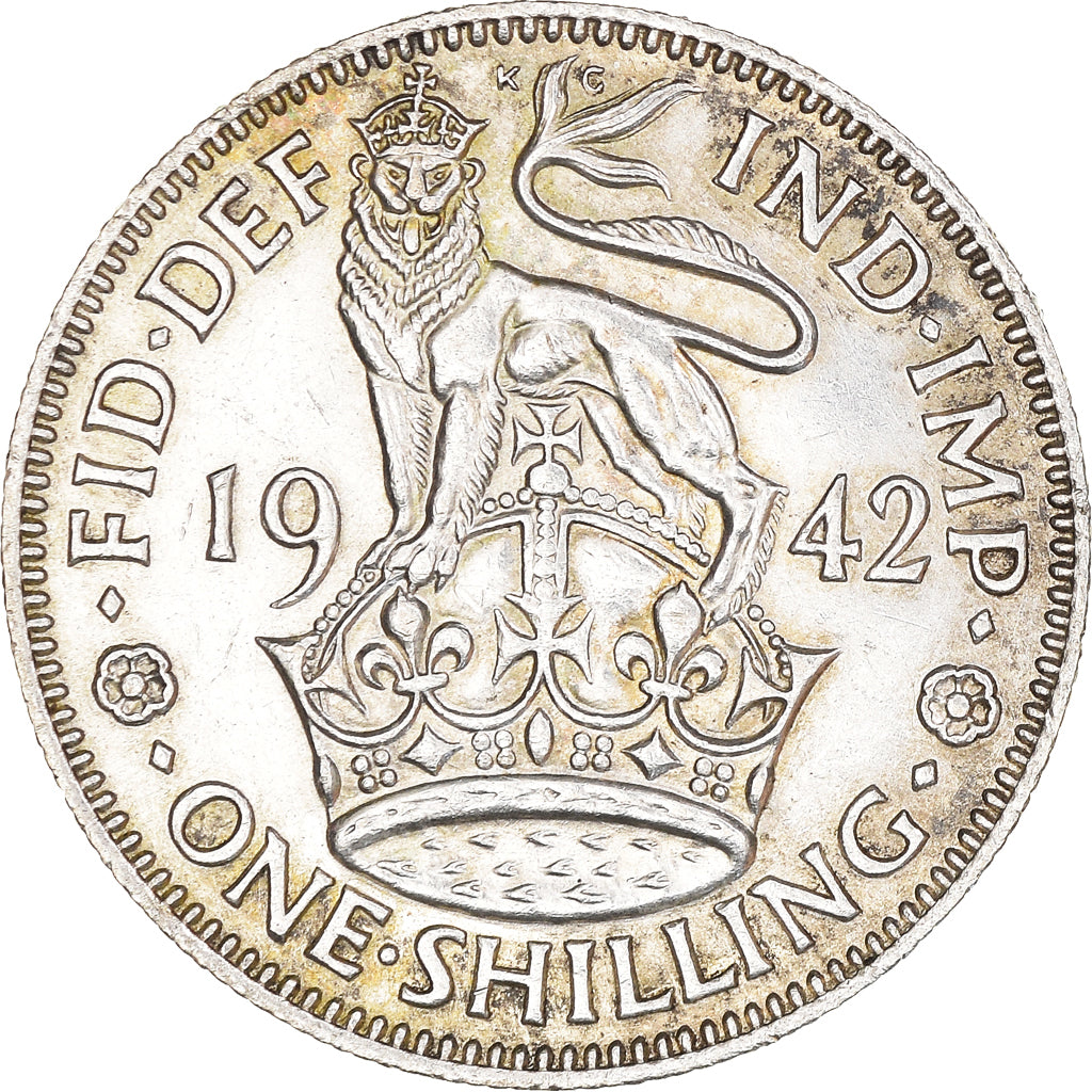 Coin, Great Britain, George VI, Shilling, 1942, AU(55-58), Silver, KM:853