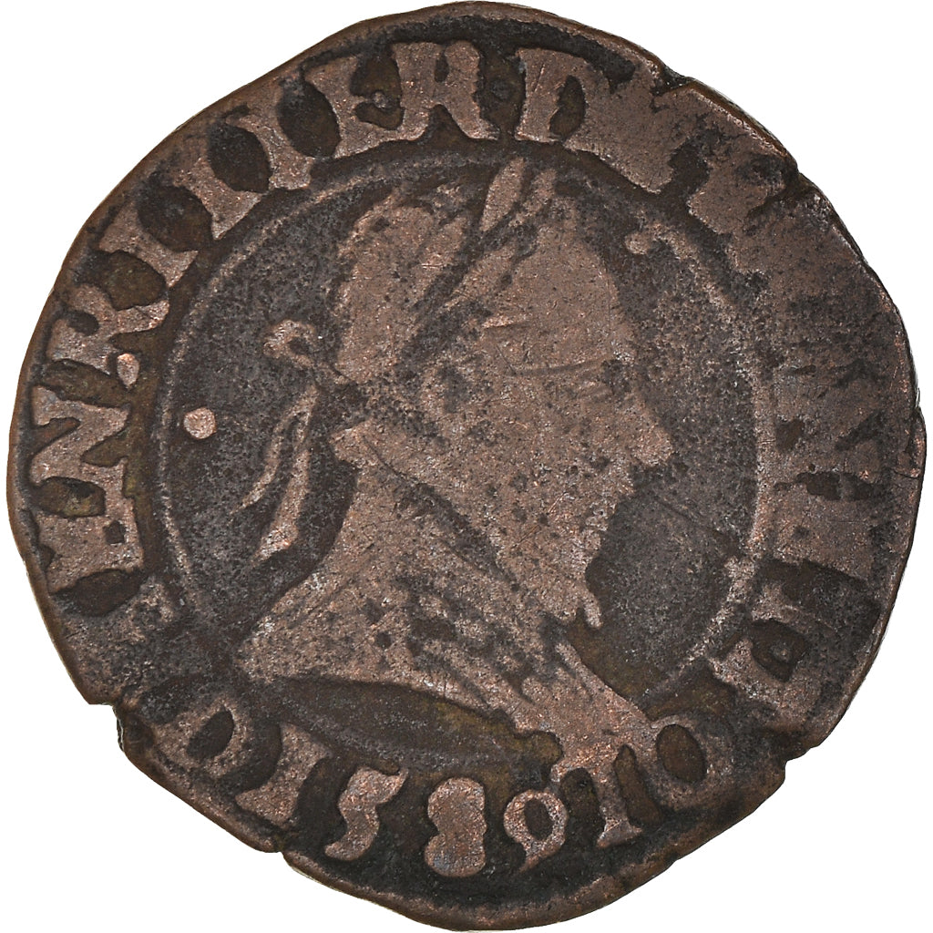 Coin, France, Henry III, Double Tournois, 1589, Lyon, VF(30-35), Copper, CGKL:66