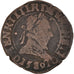 Moneda, Francia, Henry III, Double Tournois, 1589, Lyon, BC+, Cobre, CGKL:66