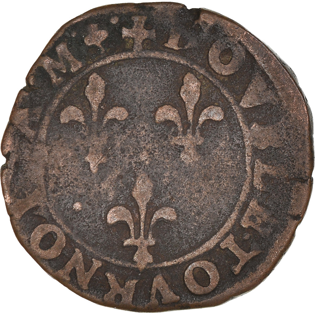 Coin, France, Henry III, Double Tournois, 1589, Lyon, VF(30-35), Copper, CGKL:66