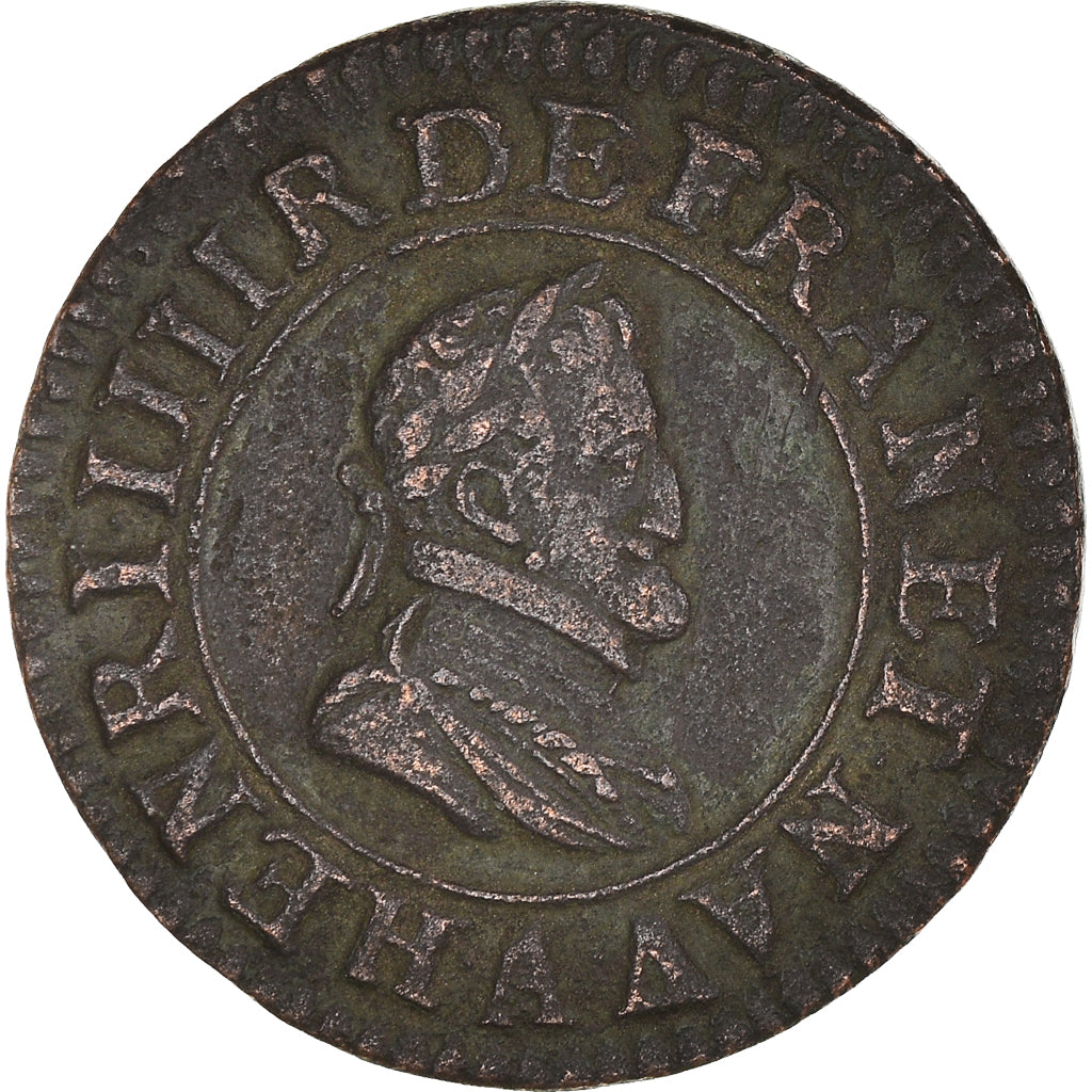 Coin, France, Henry IV, Double Tournois, 1600, Paris, EF(40-45), Copper