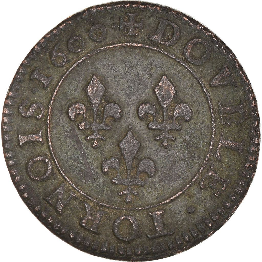 Coin, France, Henry IV, Double Tournois, 1600, Paris, EF(40-45), Copper