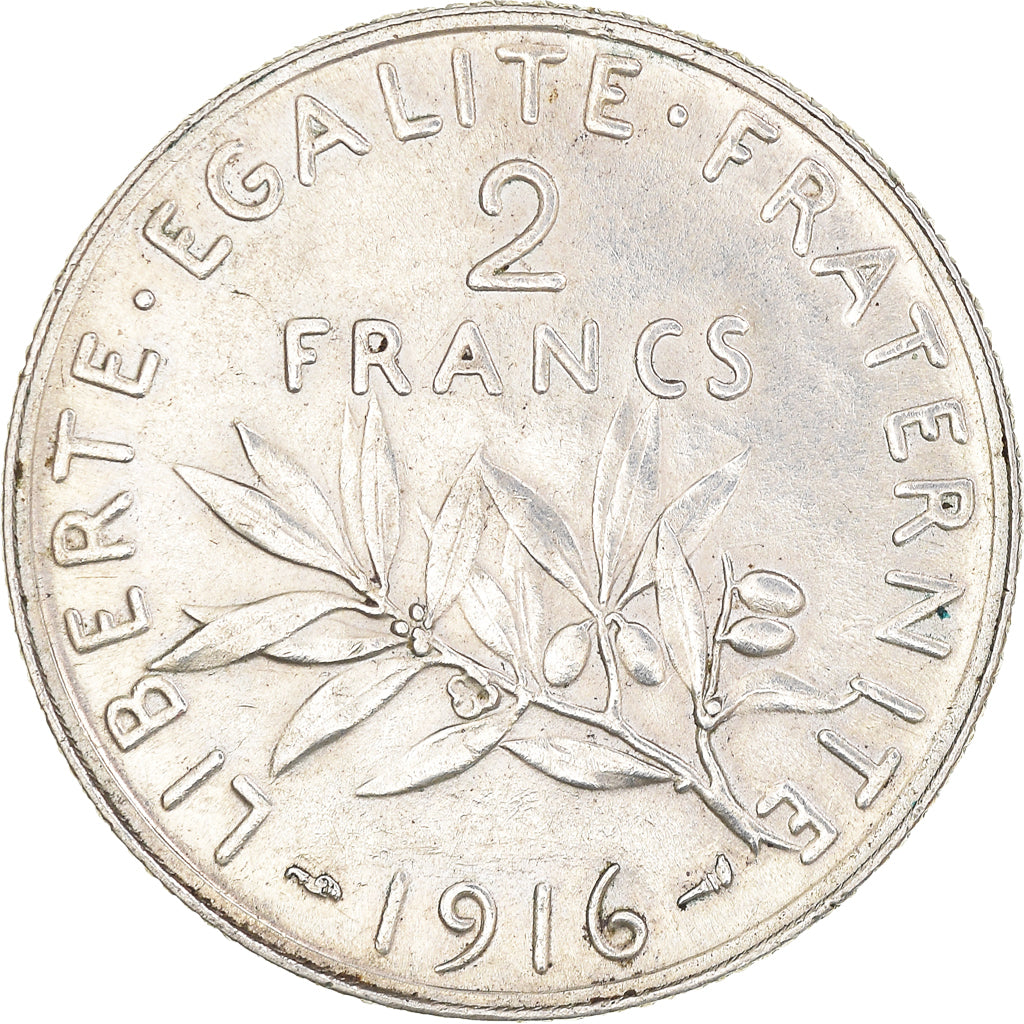 Moeda, França, Semeuse, 2 Francs, 1916, Paris, AU(55-58), Prata, KM:845.1