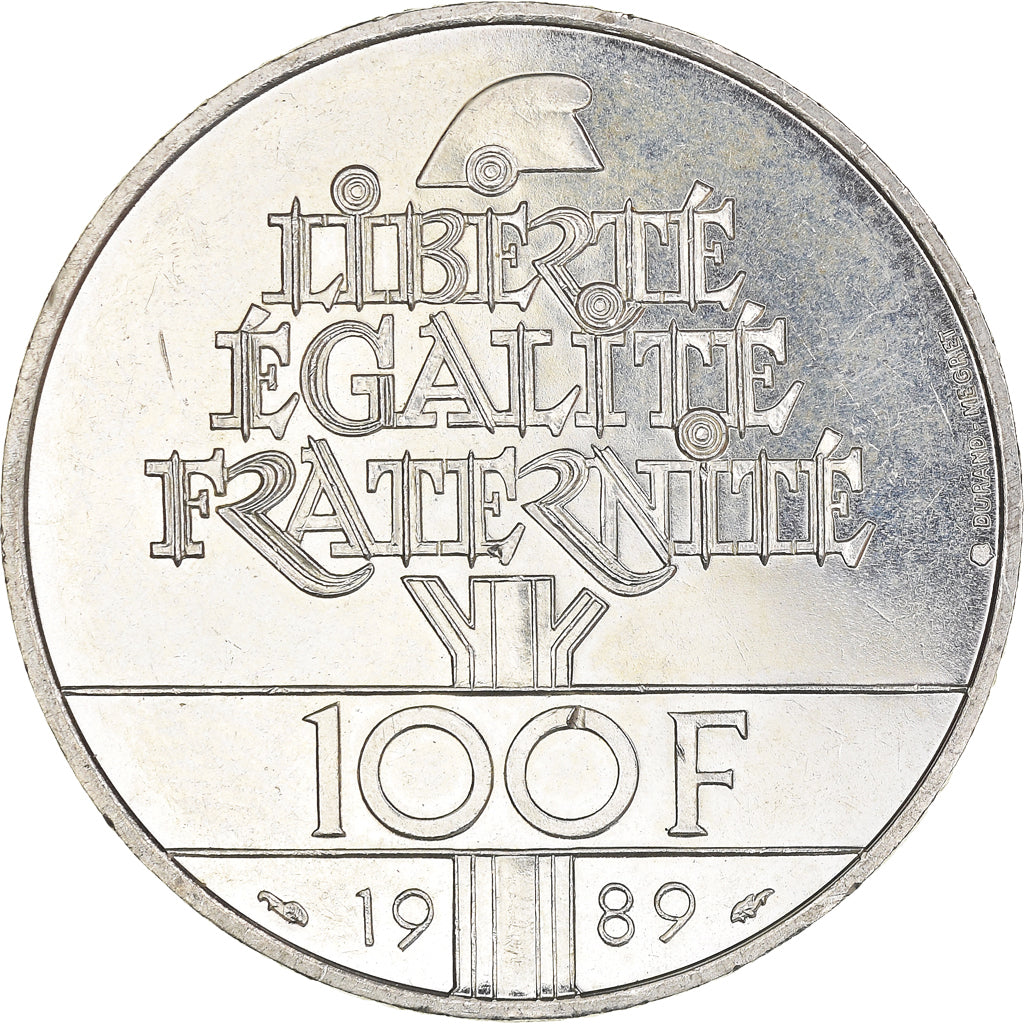 Munten, Frankrijk, Droits de l'Homme, 100 Francs, 1989, PR, Zilver, KM:970